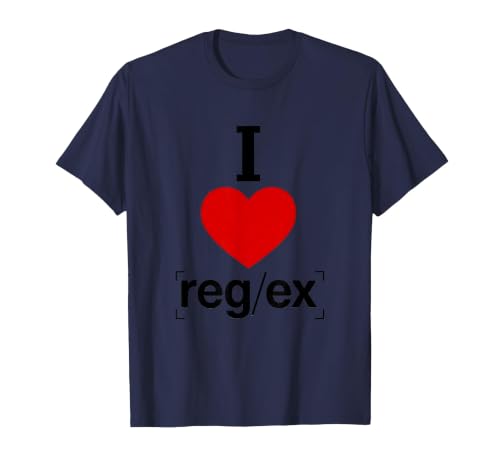 I Heart Regex Bold Typography Design T-Shirt, Men, Navy Blue, Small