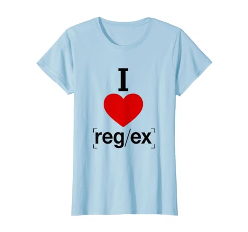 I Heart Regex Bold Typography Design T-Shirt, Women, Baby Blue, Large