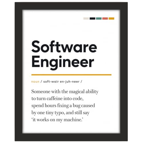 Posterizer - Software Engineer Definition Poster, Funny Programmer Wall Art, Coding Office Decor, Developer Gift Print, Computer Science Poster, Tech Team Coworker Gift- 11x14 Unframed