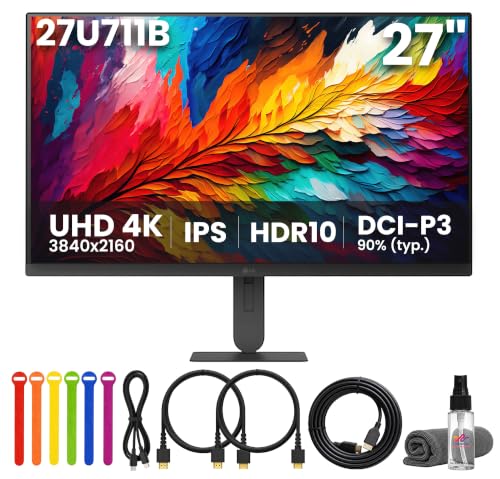 LG Ultrafine U7 27" UHD 4K IPS Monitor 27U711-B | 1-Pack Bundle + More |