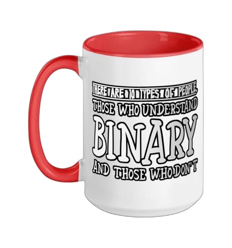 There Are 10 Types Of People, Binary Joke - Ceramic Mug, Red/White, 15oz