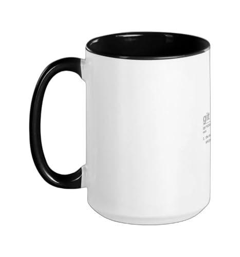 Git Push Definition Shirt Coder Gift Ceramic Mug, Black/White, 15oz
