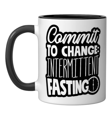 Intermittent Fasting Commit To Change Journey Ceramic Mug, Black/White, 11oz