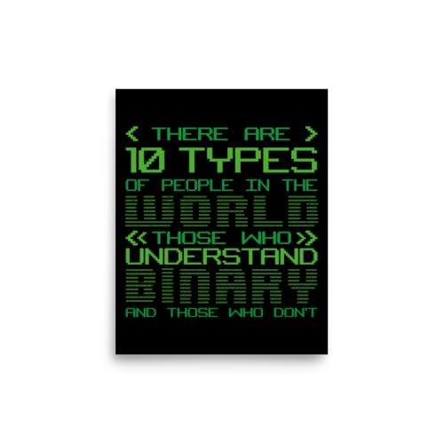10 Types Of People Binary Code Programmers Binary Code Unframed Poster