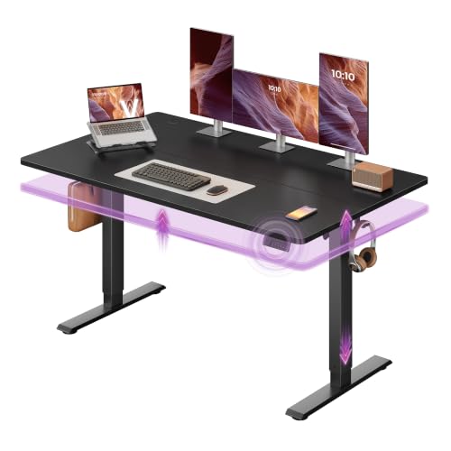 VASAGLE Standing Desk, 55x28 Inch Electric Adjustable Desk, 30-Min Assembly | Home Office Computer Desk, Gaming Desk with Sedentary Reminder and 4 Memory, Sit Stand Desk for Study, Writing ULSD315BZ02SV1