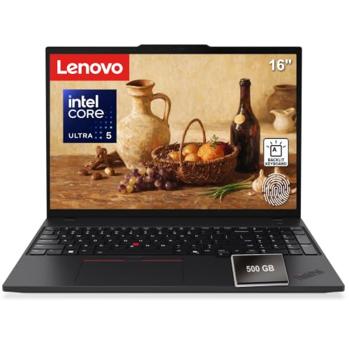 Lenovo ThinkPad T16, Ultra 5 225U, 8GB DDR5, 512GB SSD+500GB External HDD | 16" Large Display, Business Laptop, Designed for Everyday Productivity and Programming, Backlit Keyboard & Fingerprint Reader