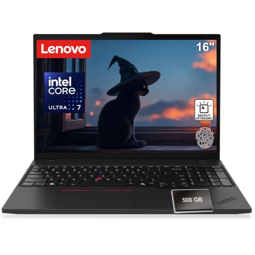 Lenovo ThinkPad T16, Ultra 7 255U, 8GB DDR5, 256GB SSD+500GB External HDD | 16" Large Display, Business Laptop, Designed for Everyday Productivity and Programming, Backlit Keyboard & Fingerprint Reader