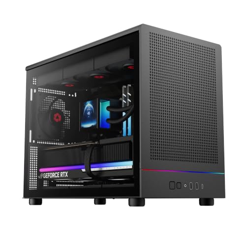 Rosewill Micro ATX Gaming PC Case | Mesh Front Panel with RGB Strip | 3 × 120mm PWM Fans, Supports Dual 360mm Radiators | Front-Mounted PSU | Mini-ITX or Micro-ATX | USB 3.0 x 2 & USB 3.2 Gen 2 - RWM1