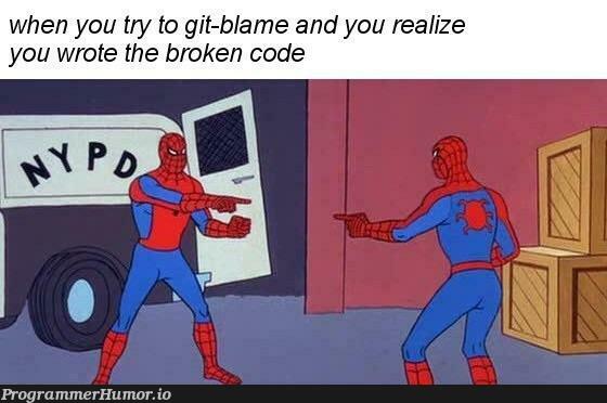 The problem with git blame | code-memes, try-memes, git-memes | ProgrammerHumor.io
