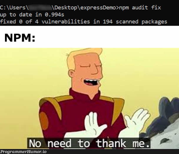 Thanks NPM | express-memes, date-memes, fix-memes, npm-memes | ProgrammerHumor.io