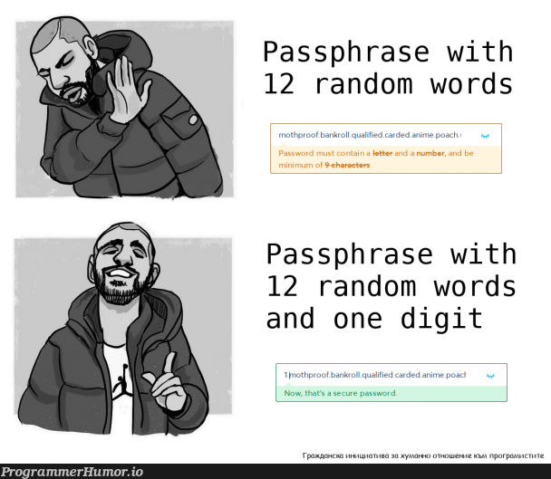 Passphrase security evaluation algorithm | random-memes, git-memes, password-memes, security-memes, algorithm-memes, rds-memes | ProgrammerHumor.io