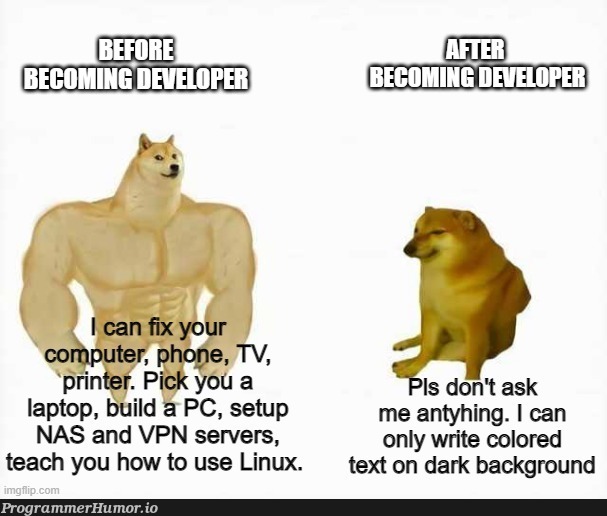 Man, something changes when you become a developer | developer-memes, linux-memes, ux-memes, server-memes, servers-memes, vpn-memes | ProgrammerHumor.io