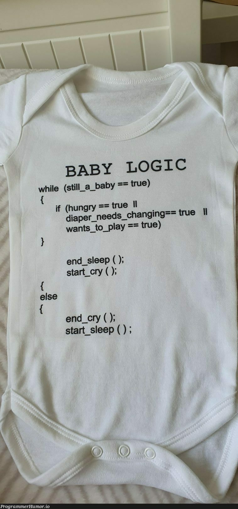 Given this as a gift. Friends don't understand why I refuse to let the baby wear this travesty | ProgrammerHumor.io