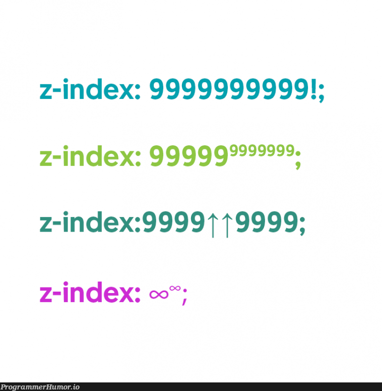 The only way to deal with z-index. | ProgrammerHumor.io