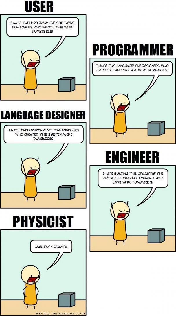 Gravity is a bitch | developer-memes, software-memes, software developer-memes, engineer-memes, design-memes, designer-memes, program-memes, aws-memes, try-memes, language-memes | ProgrammerHumor.io