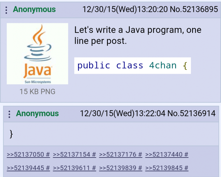 4Chan writes a Java program | java-memes, program-memes, class-memes | ProgrammerHumor.io