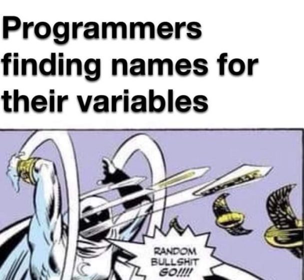 Ah the random BS, yes. | programmer-memes, variables-memes, program-memes, random-memes | ProgrammerHumor.io