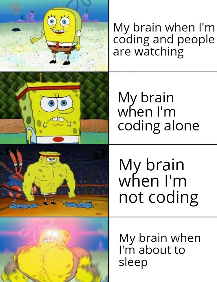 Thinks of good algorithms before falling asleep and forgets everything when I wake up | coding-memes, algorithm-memes, algorithms-memes | ProgrammerHumor.io