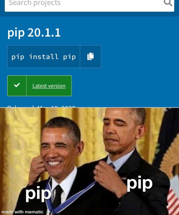 pip install pip | pip-memes | ProgrammerHumor.io
