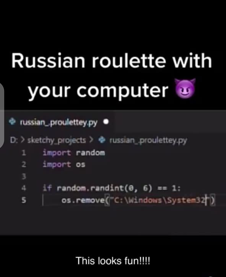 Russian roulette : r/ProgrammerHumor