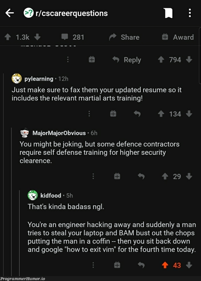 Should we all train martial arts just in case – ProgrammerHumor.io