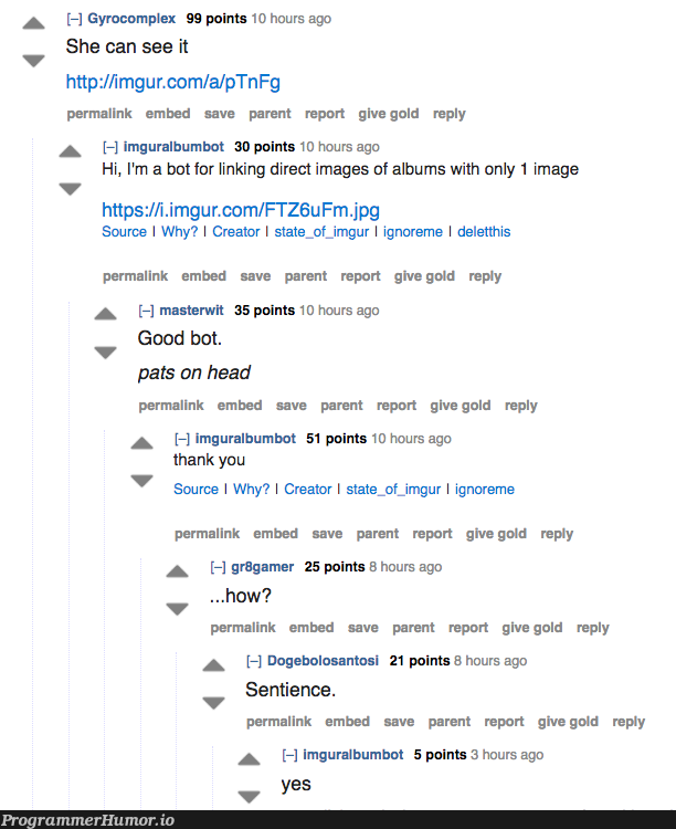 The conversation with this reddit bot – ProgrammerHumor.io
