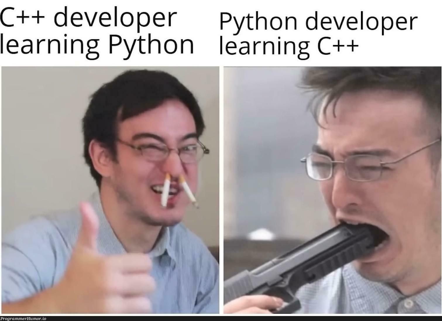 Python devs Vs C++ chads – ProgrammerHumor.io