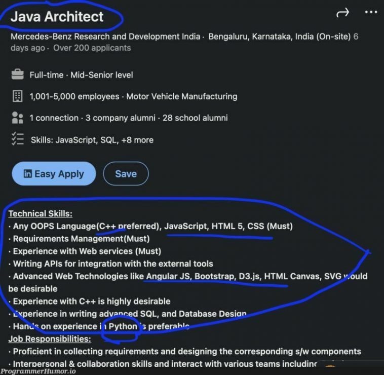 We want a Java Architect. But hey, we also want you to be a C++ ...