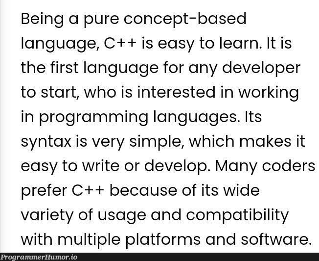 C++ is easy guys – ProgrammerHumor.io