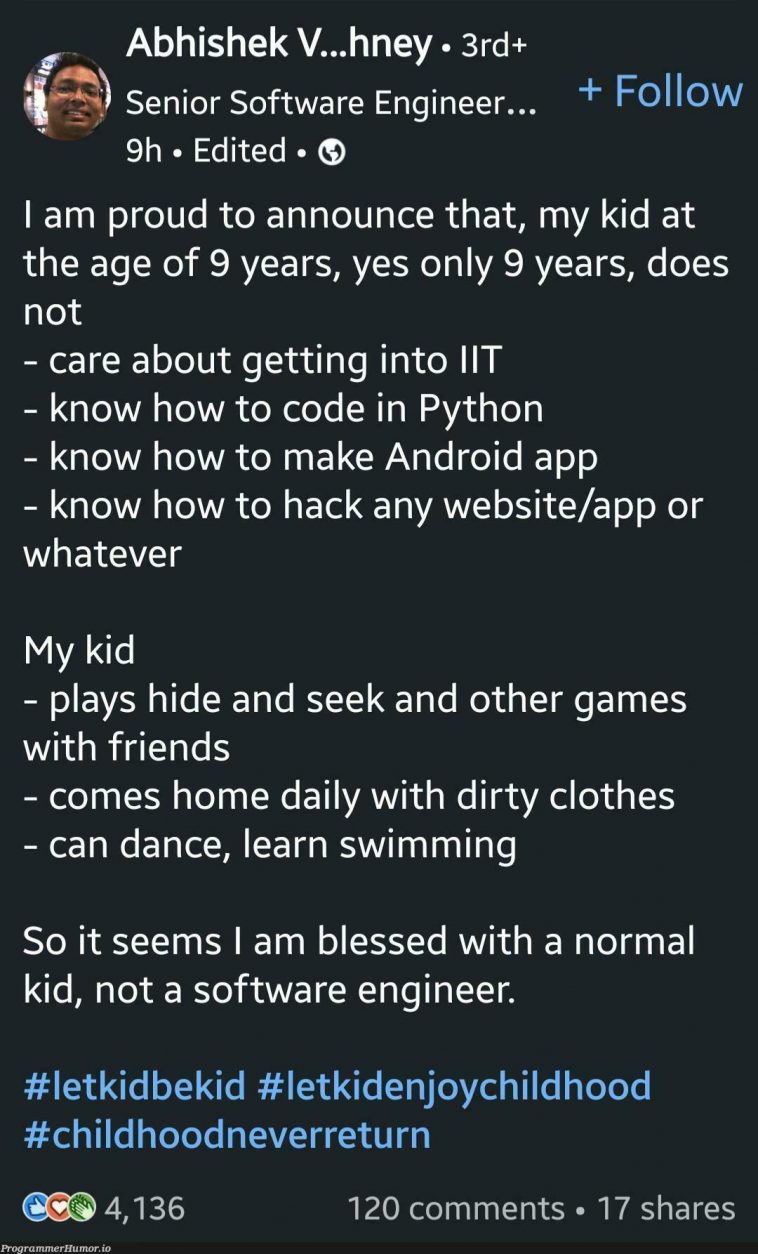 Keep your kids normal – ProgrammerHumor.io